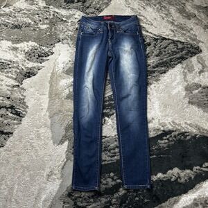 YMI Y2K JEANS Wanna Betta Butt Skinny Jeans Size 3 Medium‎ Blue Wash Mid Rise